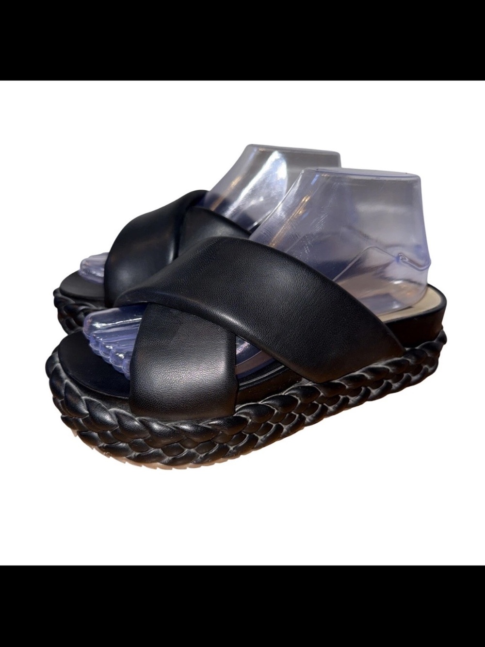 Dolce Vita Black Braided Platform Slide Sandals